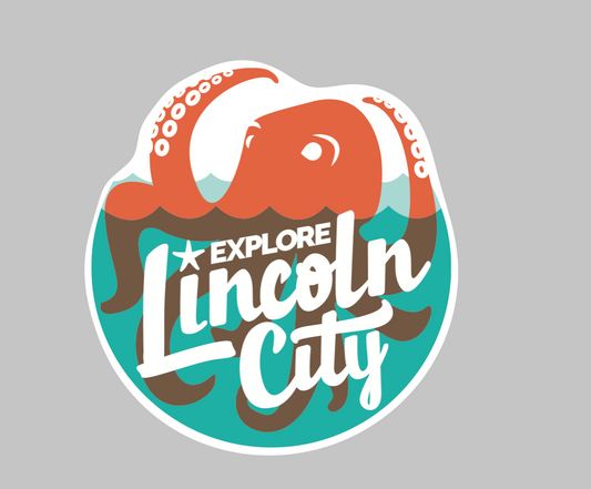 Lincoln City Logo Patch, woven, emb edge, 2.5"
